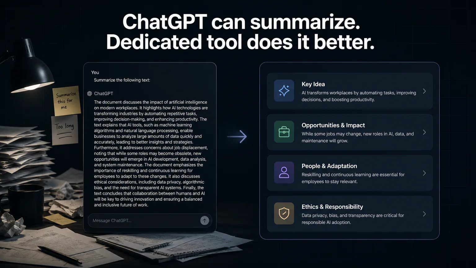 ChatGPT vs TranscriptCut for YouTube video summaries